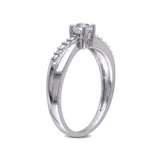 1/3 Carat (ctw) Lab-Created White Sapphire Ring with Diamonds in Sterling Silver product image
