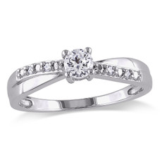 1/3 Carat (ctw) Lab-Created White Sapphire Ring with Diamonds in Sterling Silver product image