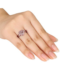 1.25 Carat (ctw) Morganite Heart Ring with Pink Tourmaline in Rose Plated Sterling Silver product image