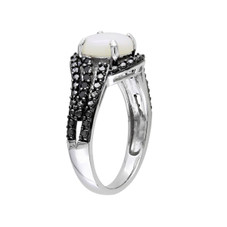 Opal 1.35 Carat (ctw) Ring with Black Diamond in Sterling Silver product image