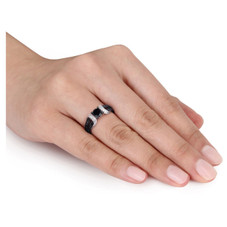 1.00 Carat (ctw) Black and White Diamond Engagement Ring in Sterling Silver product image