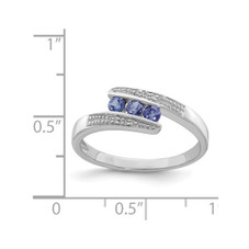 1/5 Carat (ctw) Three Stone Tanzanite Ring Band in Sterling Silver product image