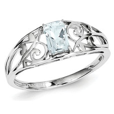 1/2 Carat (ctw) Emerald-Cut Aquamarine Ring in Sterling Silver product image
