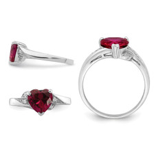 Lab-Created Ruby Heart Promise Ring in Sterling Silver product image