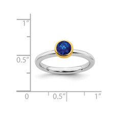 Ladies Lab Created Blue Sapphire Solitaire Ring 1/2 Carat (ctw) in Sterling Silver product image