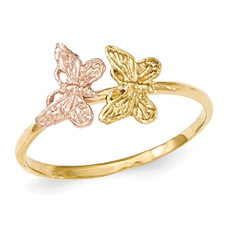 Ladies 14K Yellow and Pink Two-Tone Polished Butterfly Ring product image