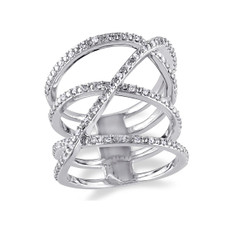 Diamond Crossover Fashion Cocktail Ring 1/5 Carat Diamond in Sterling Silver product image