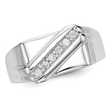 Men's Synthetic Cubic Zirconia (CZ) Band Ring in Sterling Silver product image