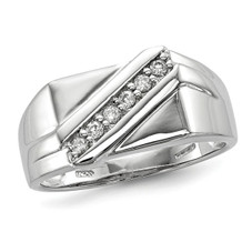 Men's Synthetic Cubic Zirconia (CZ) Band Ring in Sterling Silver product image