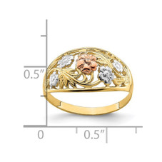 Ladies 14K Yellow Two Tone Flower Gold Ring product image