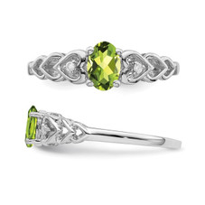 3/5 Carat (ctw) Oval Cut Peridot Heart Promise Ring in Sterling Silver product image