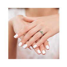 3/5 Carat (ctw) Oval Cut Peridot Heart Promise Ring in Sterling Silver product image