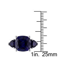 7.10 Carat (ctw) Lab-Created Blue Sapphire Three Stone Ring in Sterling Silver product image