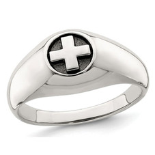 Men's Sterling Silver Antiqued Cross Ring product image