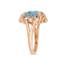 4.65 Carat (ctw) Blue and White Topaz Flower Ring in Rose Pink Plated Sterling Silver product image