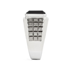 Men's Black Onyx Ring with Diamonds in Black Rhodium Plated Sterling Silver product image