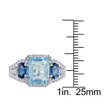 5.65 Carat (ctw) Blue Topaz Three Stone Ring in Sterling Silver product image