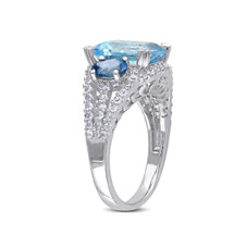 5.65 Carat (ctw) Blue Topaz Three Stone Ring in Sterling Silver product image