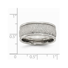 Men's Stainless Steel 9mm Textured Wedding Band Ring with Rounded Ridge product image