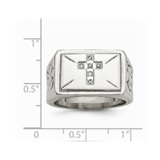Men's Stainless Steel 1/20 Carat (ctw) Diamond Cross Textured Rings product image