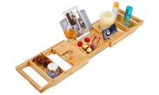 NewHome™ Bamboo Adjustable Width Bathroom Caddy Tray product image