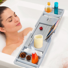NewHome™ Bamboo Adjustable Width Bathroom Caddy Tray product image
