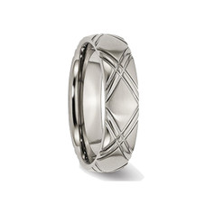 6mm Men's Titanium Criss Cross Brushed and Polished Wedding Band Ring product image