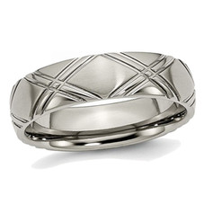 6mm Men's Titanium Criss Cross Brushed and Polished Wedding Band Ring product image