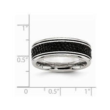 8mm Men's Stainless Steel Grooved Stingray Inlay Wedding Band Ring product image