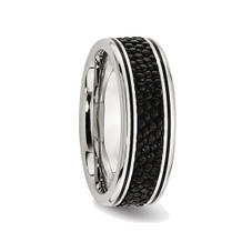8mm Men's Stainless Steel Grooved Stingray Inlay Wedding Band Ring product image
