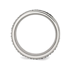 8mm Men's Stainless Steel Grooved Stingray Inlay Wedding Band Ring product image