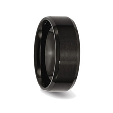 8mm Men's Black Plated Stainless Steel Beveled Edge Wedding Band product image