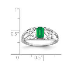 2/5 Carat (ctw) Emerald-Cut Green Emerald Ring in Sterling Silver product image