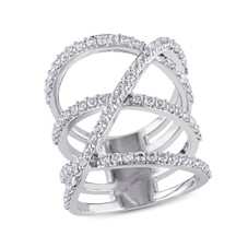 White Topaz 2 2/5 Carat (ctw) Crossover Split Shank Ring In Sterling Silver product image