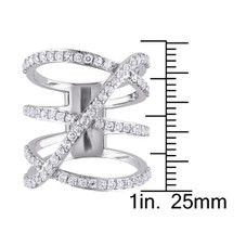 White Topaz 2 2/5 Carat (ctw) Crossover Split Shank Ring In Sterling Silver product image