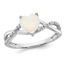 14K White Gold Lab Created Opal 1/2 Carat (ctw) Heart Ring (Size 7) product image