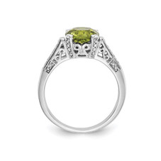 2.25 Carat (ctw) Green Peridot Ring in 10K White Gold with Accent Diamonds product image