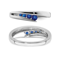 1/5 Carat (ctw) Natural Blue Sapphire Ring Band in 14K White Gold product image