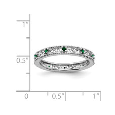 1/8 Lab Created Green Emerald Eternity Band Ring in Sterling Silver product image