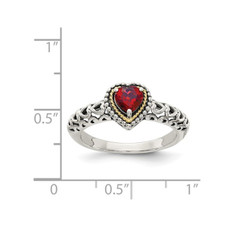 5mm Garnet Ring in Sterling Silver with 14K Gold Accents product image