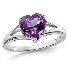 1.40 Carat (ctw) Heart Amethyst Promise Ring in Sterling Silver product image