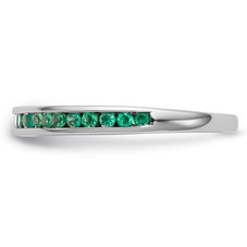 1/3 Carat (ctw) Green Emerald Semi-Eternity Band Ring in 14K White Gold product image