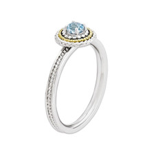 1/4 Carat (ctw) Natural Aquamarine Ring in Sterling Silver with 14K Accent product image