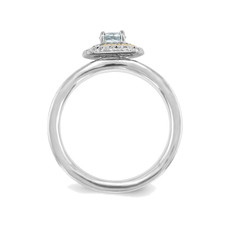 1/4 Carat (ctw) Natural Aquamarine Ring in Sterling Silver with 14K Accent product image