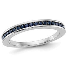 1/2 Carat Dark Blue Sapphire Wedding Band in 14K White Gold  (Size 7) product image