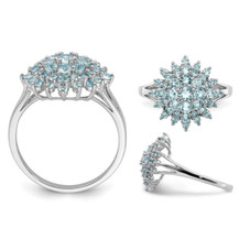 3/4 Carat (ctw) Aquamarine Cluster Ring in Sterling Silver product image