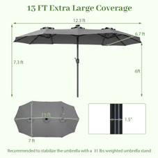 Double-Sided Patio Umbrella with Solar Lights product image
