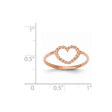 Ladies 14K Rose Pink Gold Polished and Textured Heart Ring (Size 7) product image