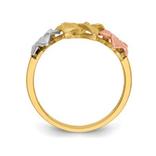 14K Yellow, White, Pink Tri-Color Plumeria Gold Ring (Size 7.5) product image