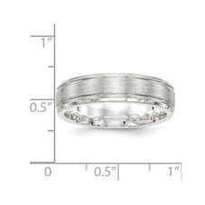 6mm Men's Brushed Sterling Silver Rhodium Plated Band Ring product image